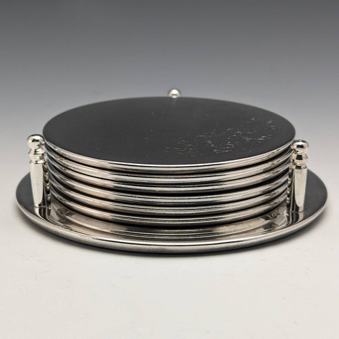 Set of 6 British Vintage Silver Plated Coasters Boxed